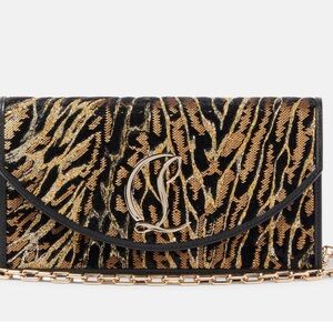 Christian Louboutin Black and Gold Animal Print Clutch